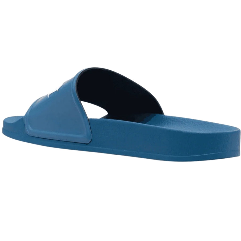 Palm Angels Gothic Print Blue Pool Slides EU 39