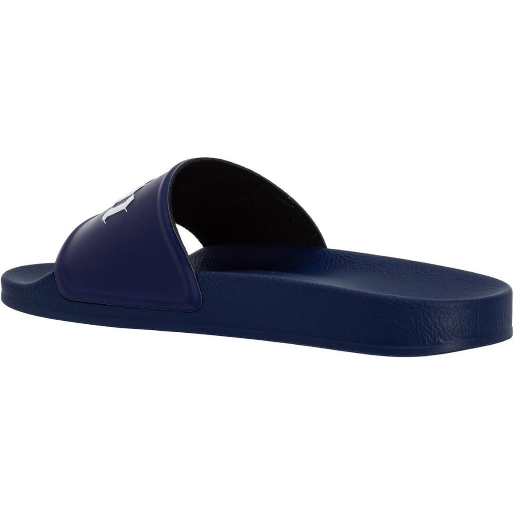 Palm Angels Gothic Print Navy Blue Pool Slides