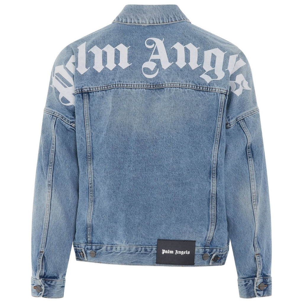 Palm Angels Back Logo Blue Over Denim Jacket