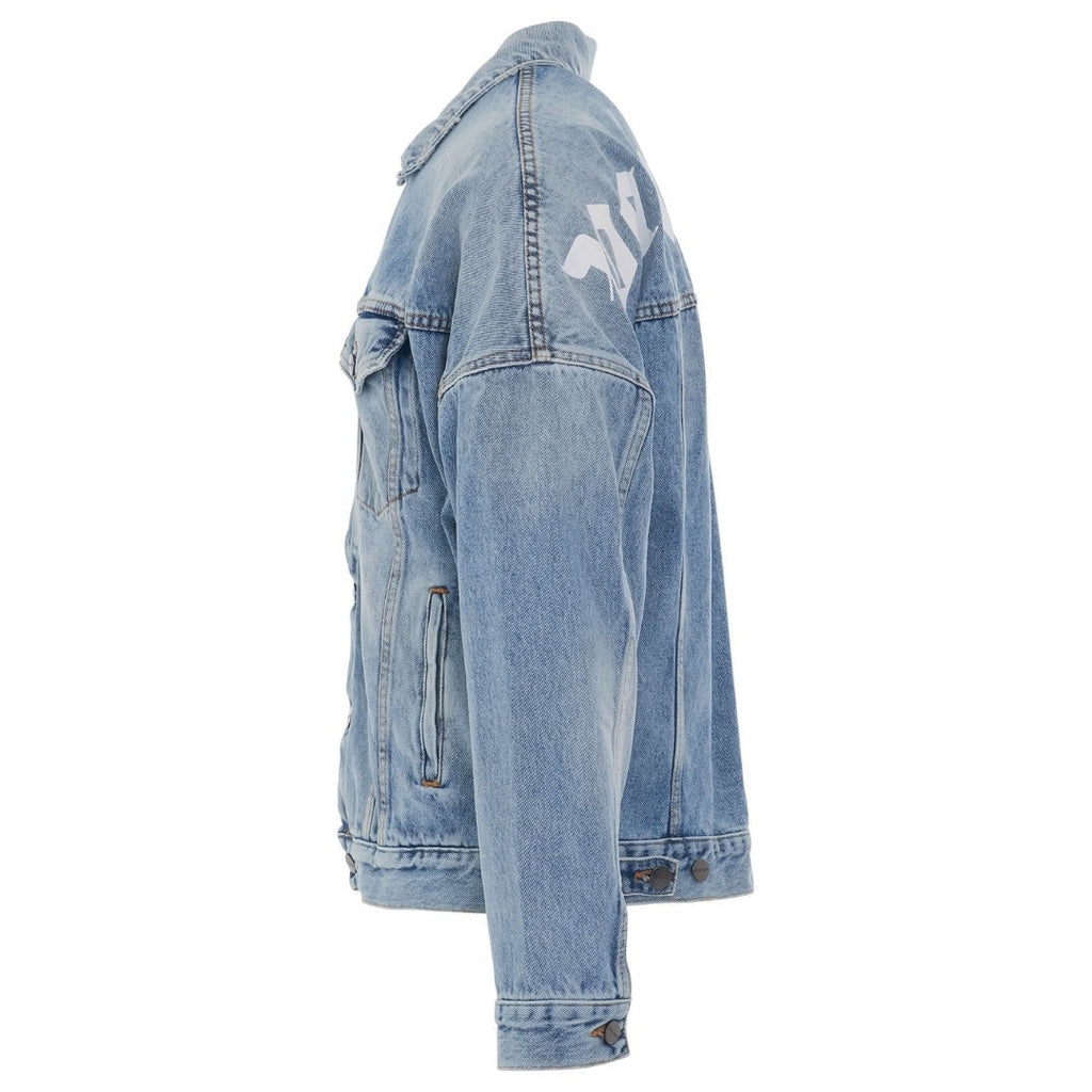 Palm Angels Back Logo Blue Over Denim Jacket