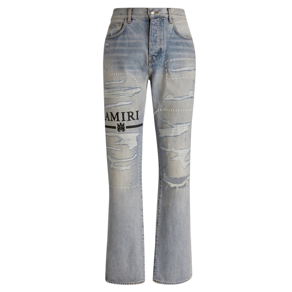 Amiri MA Bar Logo Straight Fit Stone indigo Blue Denim Jeans W31 L32 / 32L