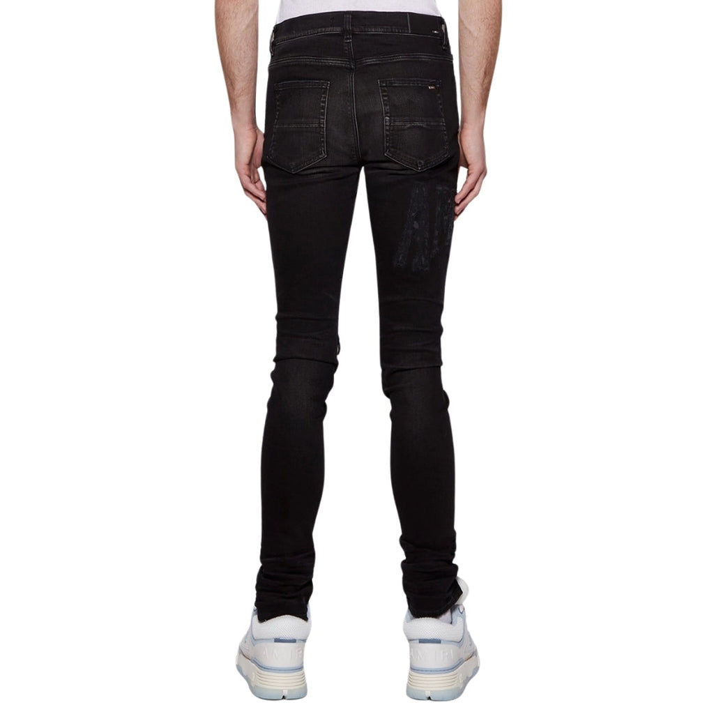 Amiri Slim Fit Distressed Amiri Logo Aged Black Denim Jeans W31 L32 / 32L