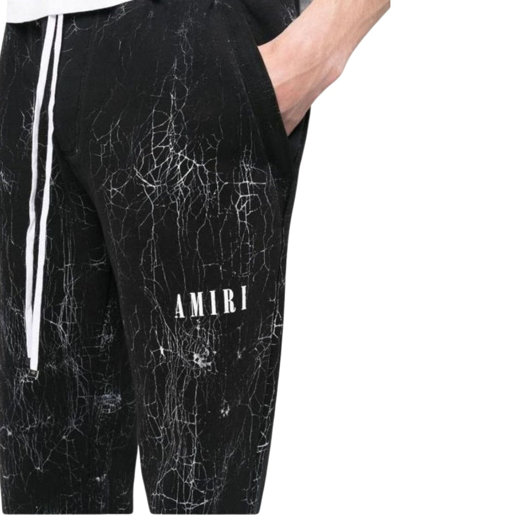 Amiri Cracked Dye Logo Black Sweat Pants S