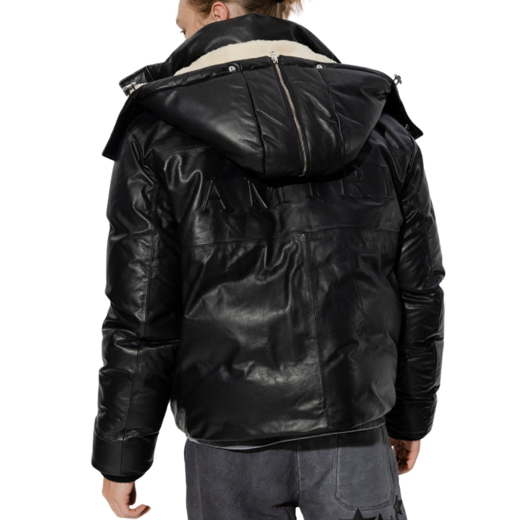 Amiri Plain Leather Down Jacket S