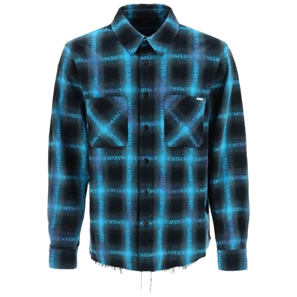 Amiri Long Sleeve Plaid Blue Shirt M