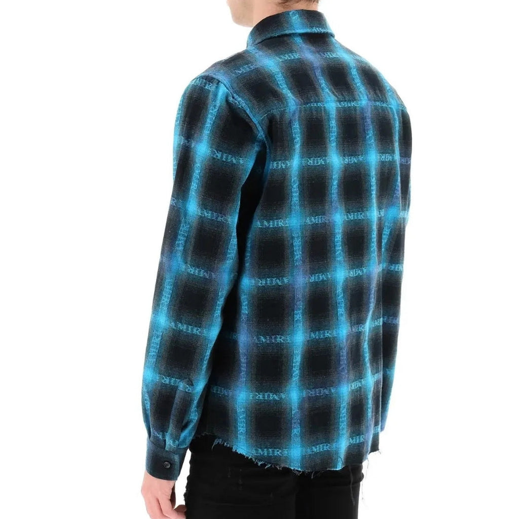 Amiri Long Sleeve Plaid Blue Shirt M