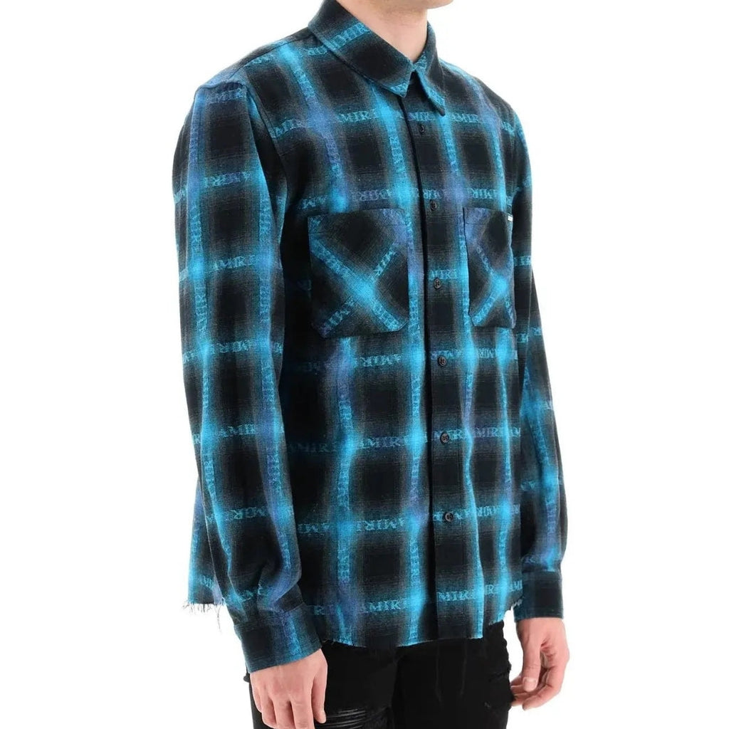 Amiri Long Sleeve Plaid Blue Shirt M