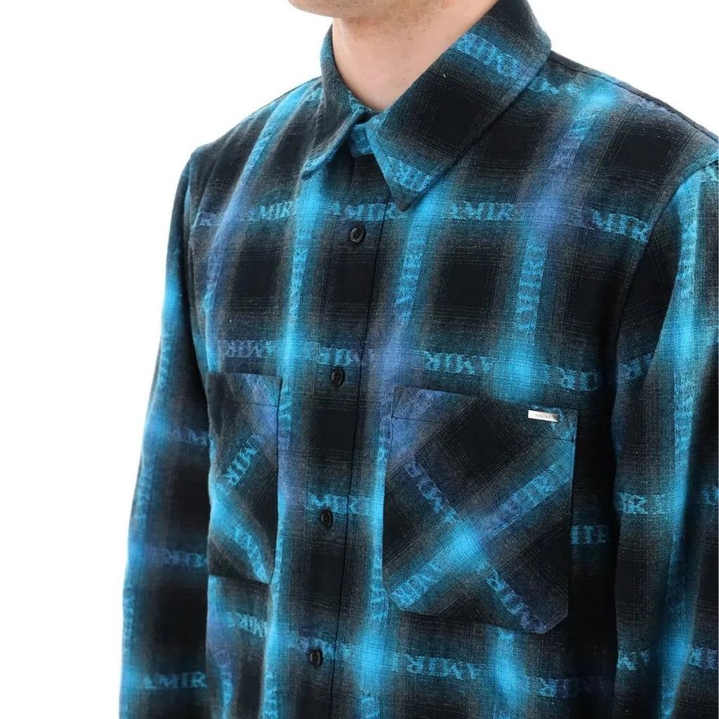 Amiri Long Sleeve Plaid Blue Shirt M