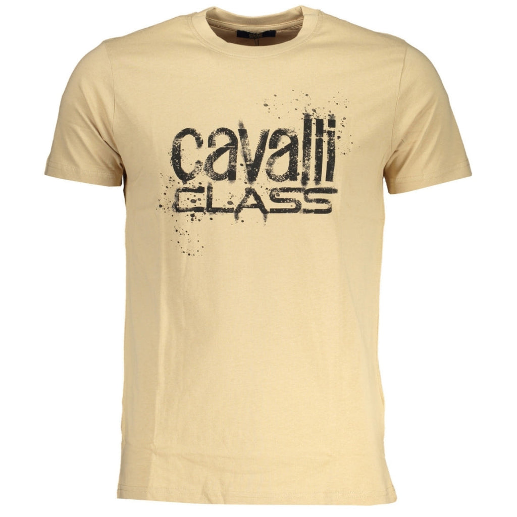 Cavalli Class Bold Black Logo Beige T-Shirt l