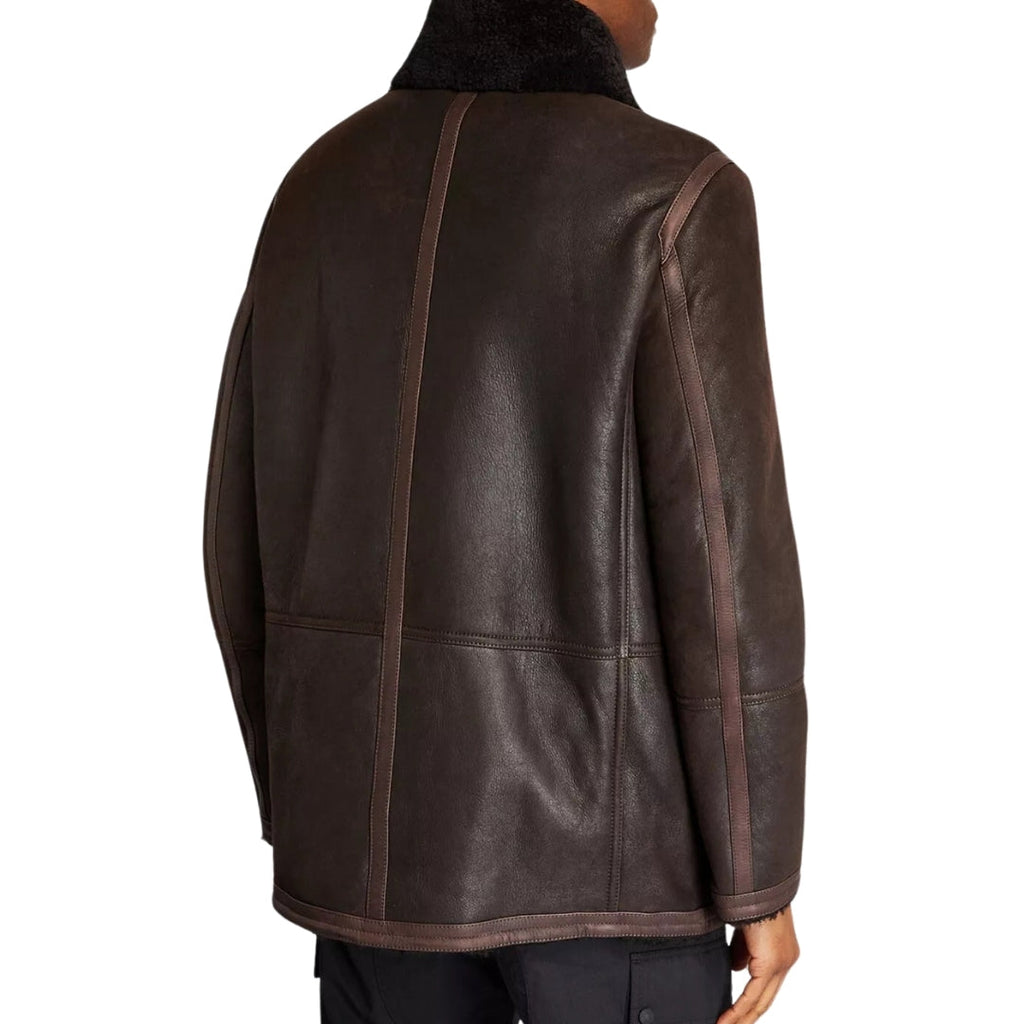 Belstaff Ramsey Lamb Leather Ebony Brown Sherling Leather Jacket S