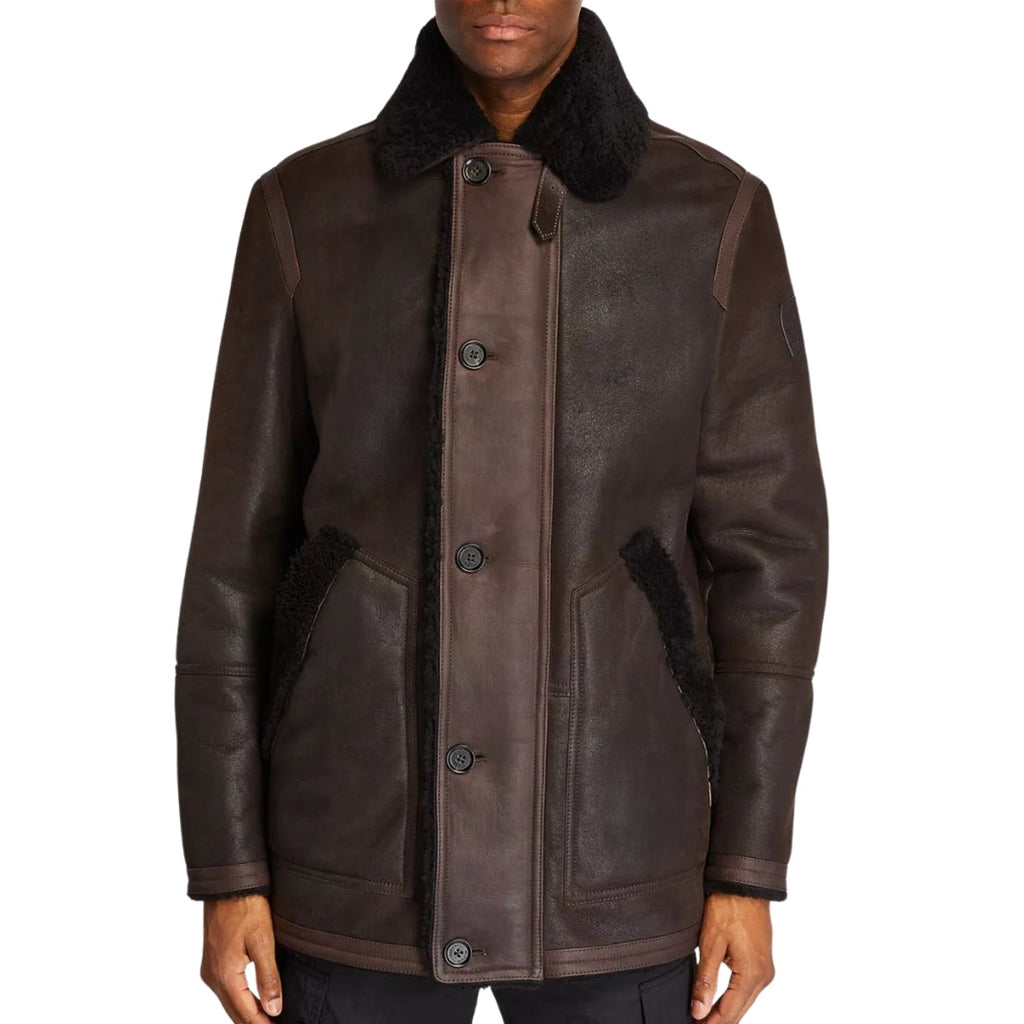 Belstaff Ramsey Lamb Leather Ebony Brown Sherling Leather Jacket S