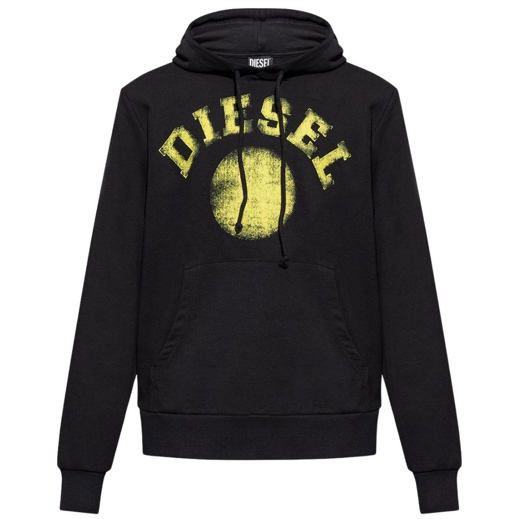 Diesel Distressed Dot Logo Black Hoodie M