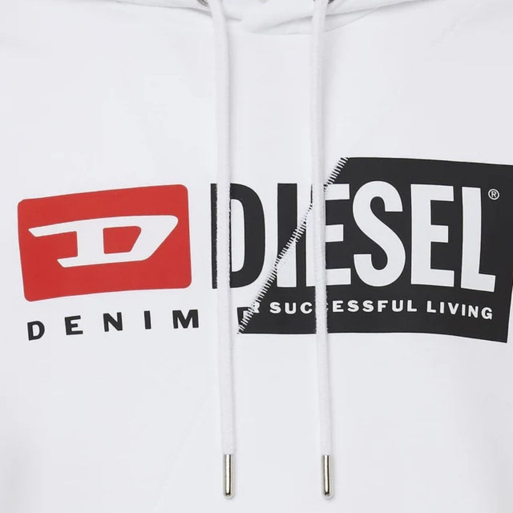 Diesel Denim Division Split Logo White Hoodie S