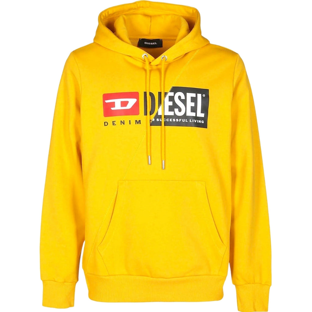 Diesel Denim Division Split Logo Yellow Hoodie M