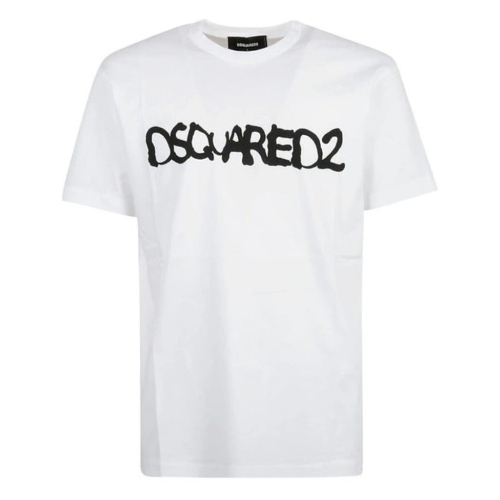 Dsquared2 Cool Fit Scribble Spray Logo White T-Shirt XS