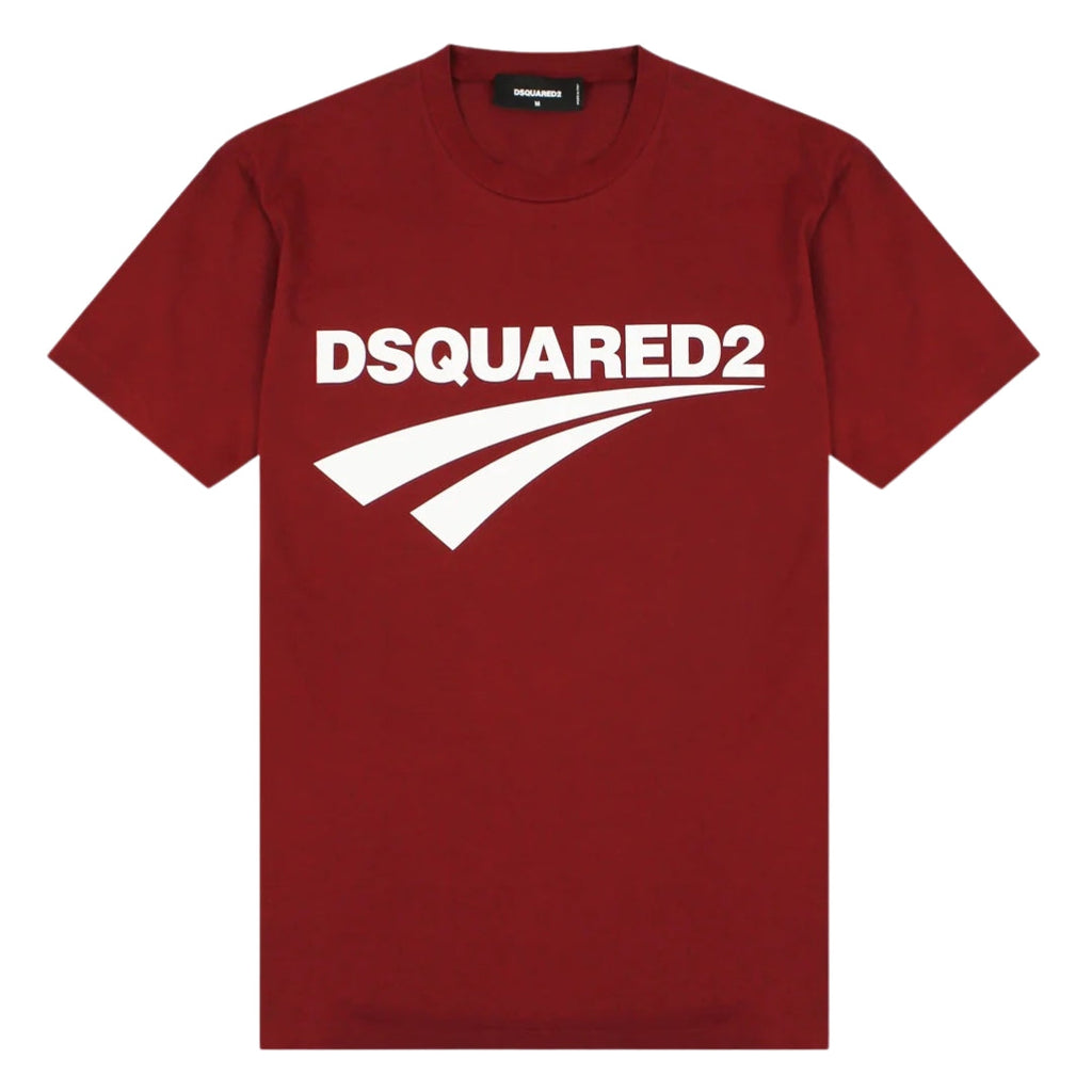 Dsquared2 Cigarette Fit Brand Logo Burgundy T-Shirt M