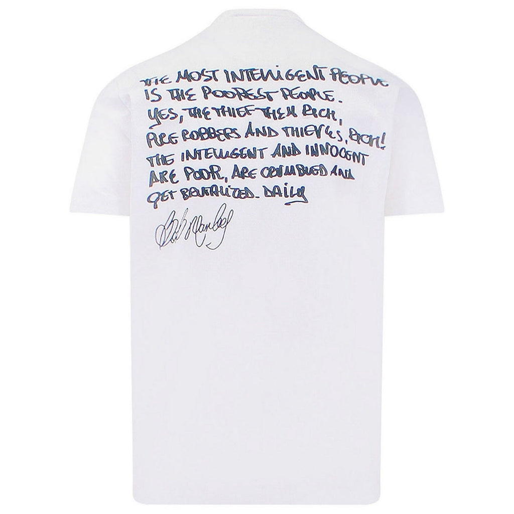 Dsquared2 Cool Fit Bob Marley Quote Design White T-Shirt S