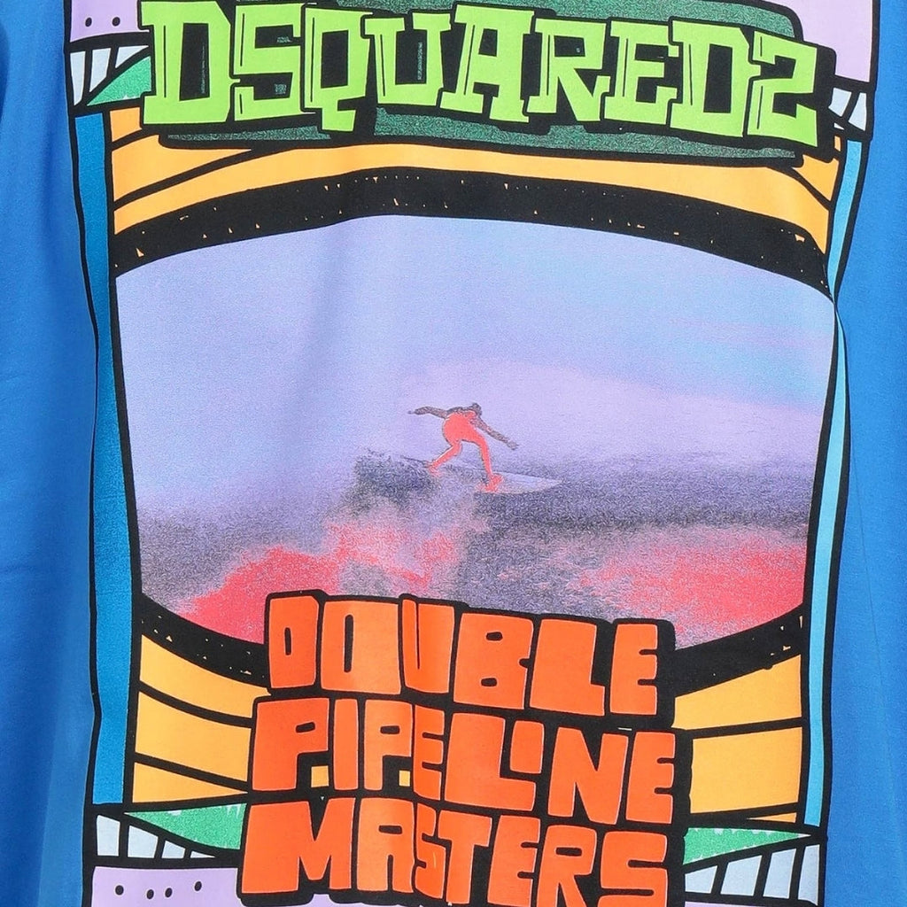 Dsquared2 Double Pipeline Masters Design Skater Fit Blue T-Shirt S