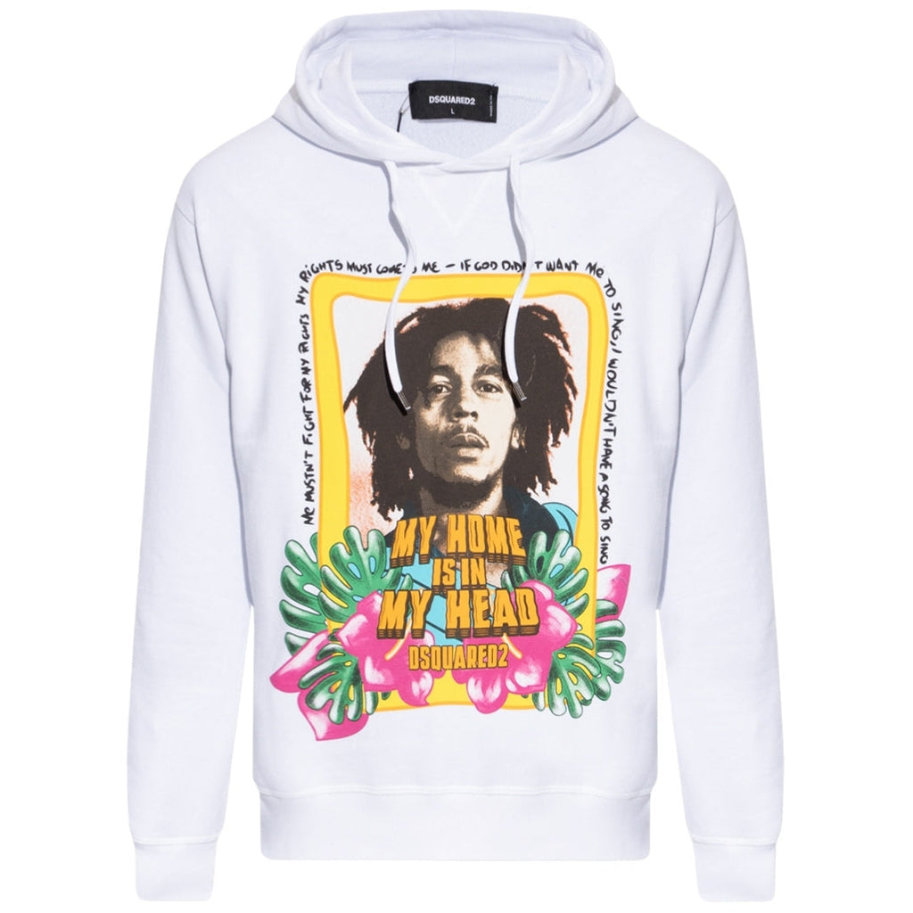 Dsquared2 Cool Fit Bob Marley Logo White Hoodie XS