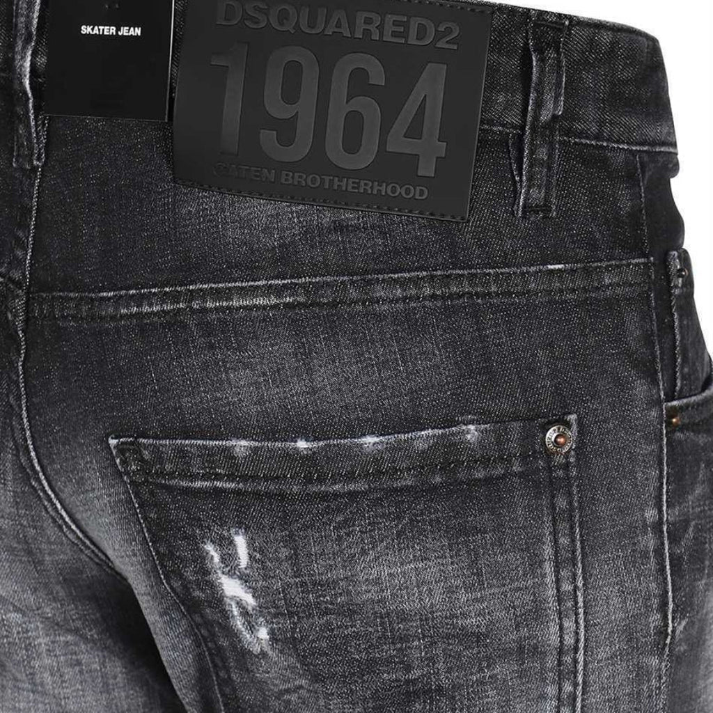 Dsquared2 Skater Jean Reinforced Ripped Black Jeans W34 / 32L