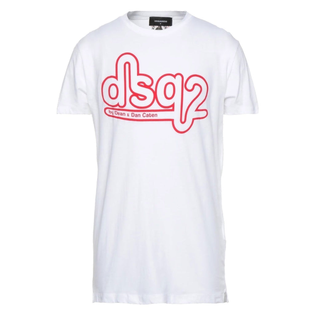 Dsquared2 Cigarette Fit Bubble DSQ2 Logo White T-Shirt XS
