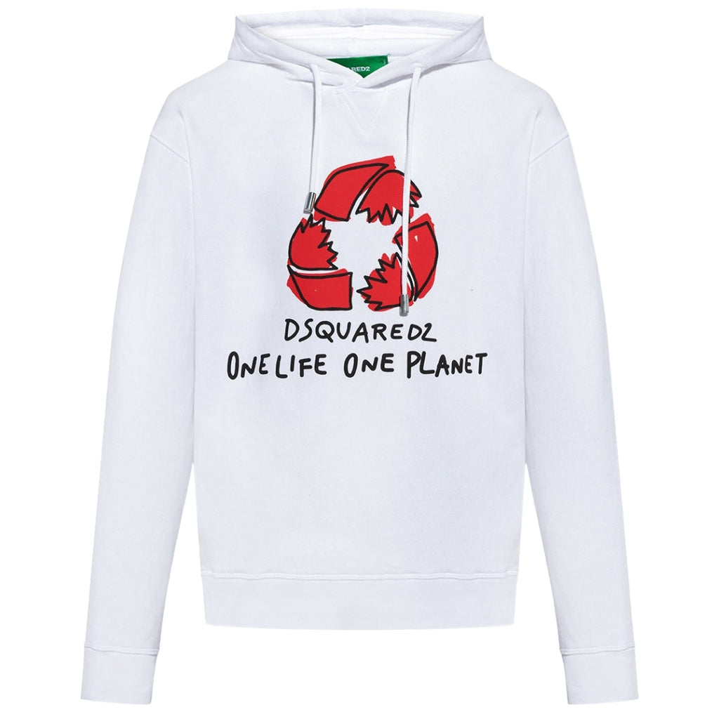 Dsquared2 One Life one Planet White Hoodie S
