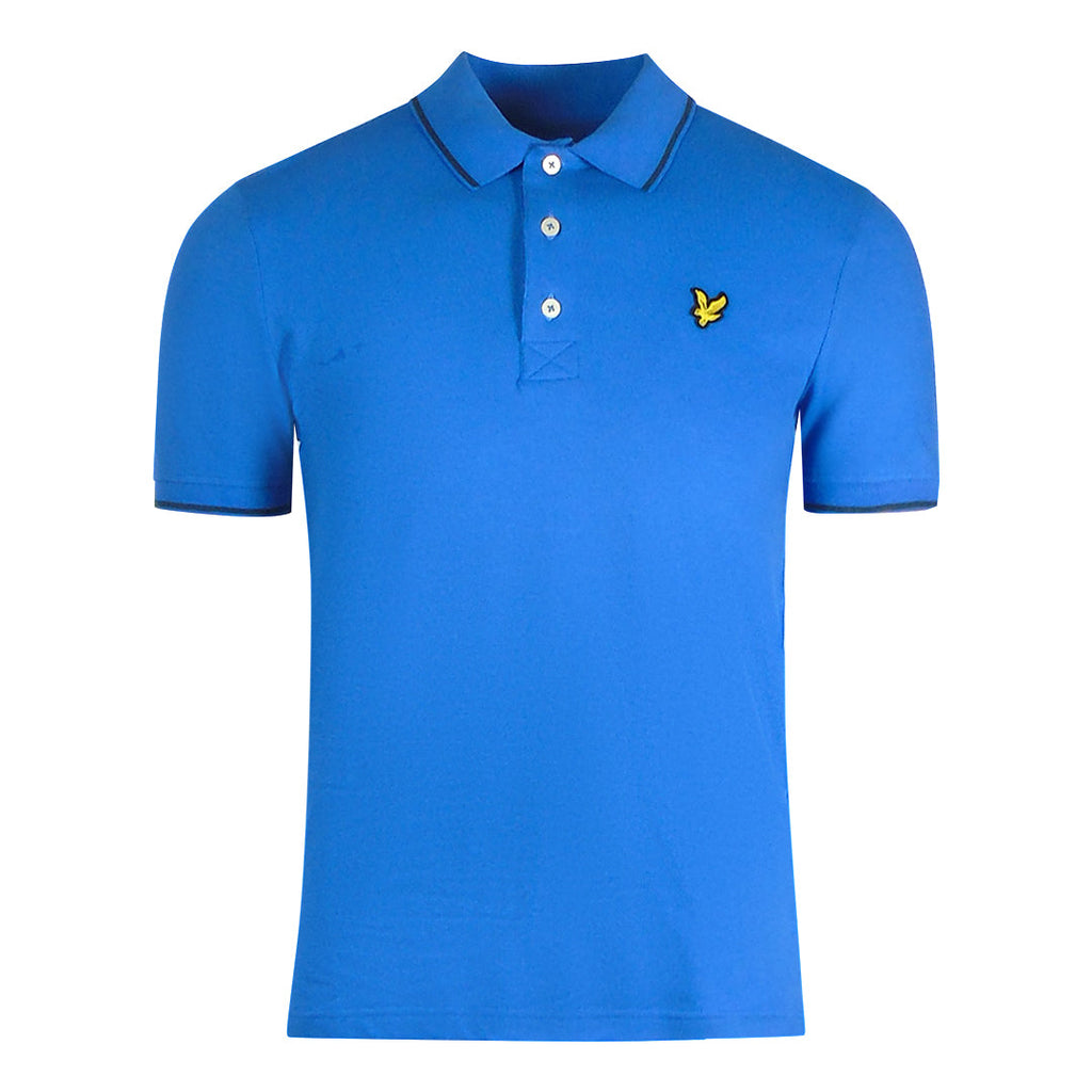 Lyle & Scott Tipped Collar Spring Blue Polo Shirt S