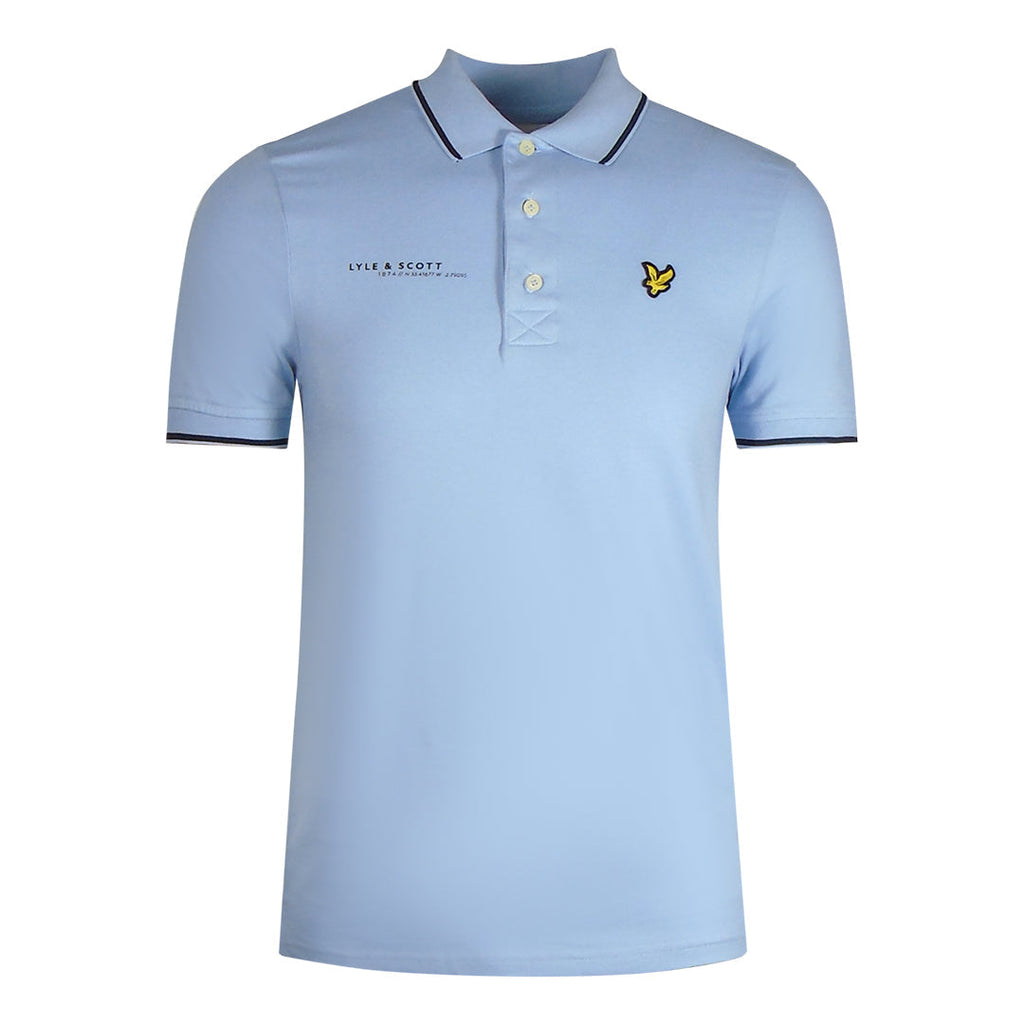 Lyle & Scott Co-Ordinates Print Tipped Collar Light Blue Polo Shirt S