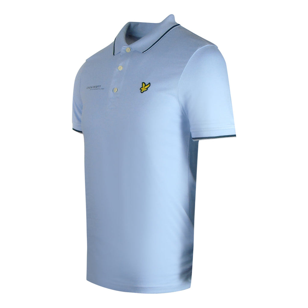 Lyle & Scott Co-Ordinates Print Tipped Collar Light Blue Polo Shirt S