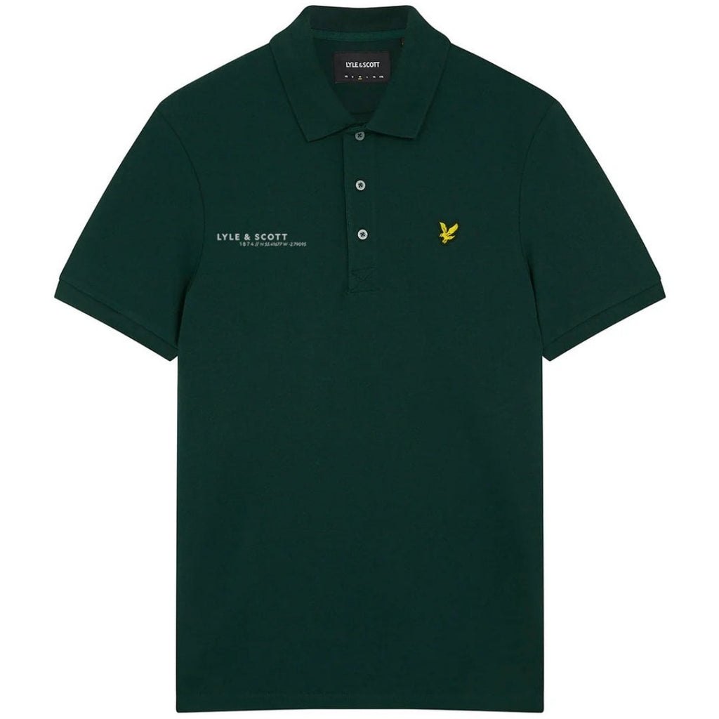 Lyle & Scott Dark Green Co-ordinate Print Logo Short Sleeved Polo Shirt XS