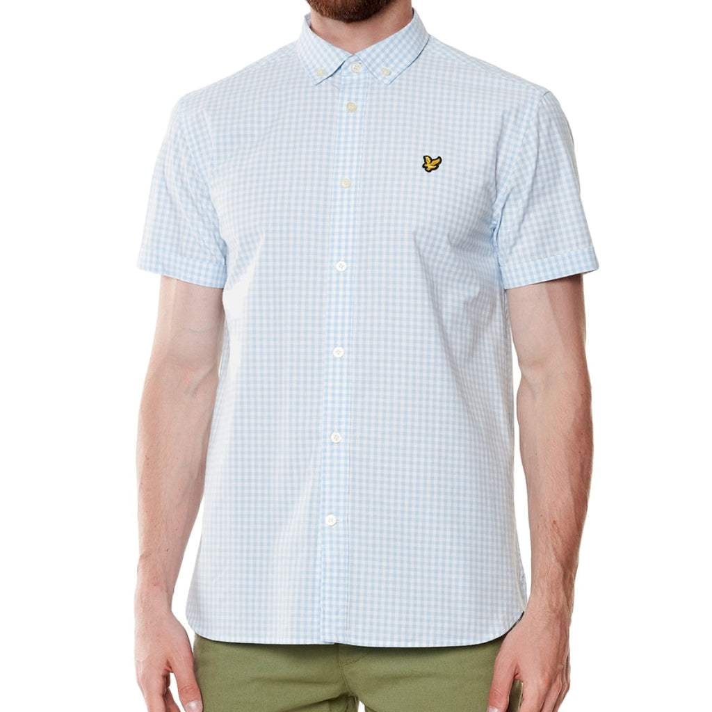 Lyle & Scott Short Sleeve Blue Gringham Shirt S