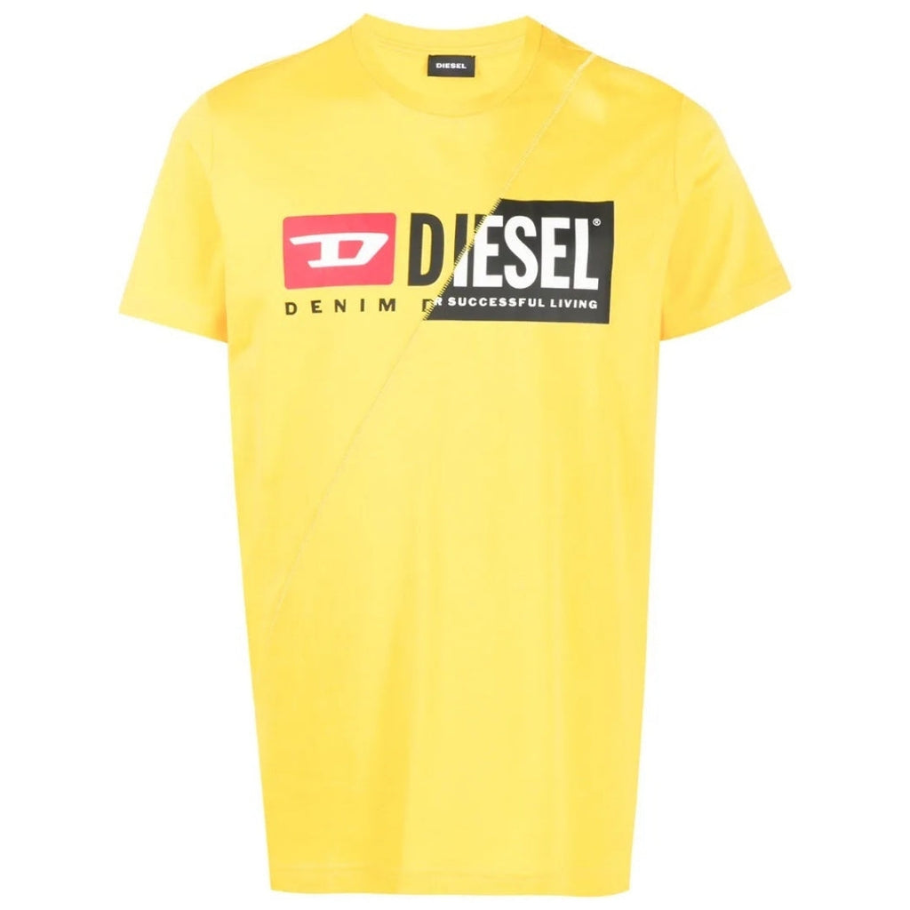 Diesel Denim Division Split Logo Yellow T-Shirt S