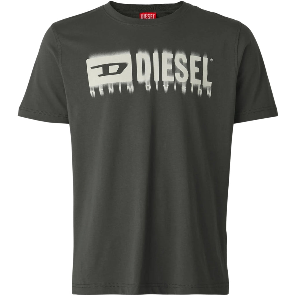 Diesel Blurred Denim Division Logo Grey T-Shirt XL