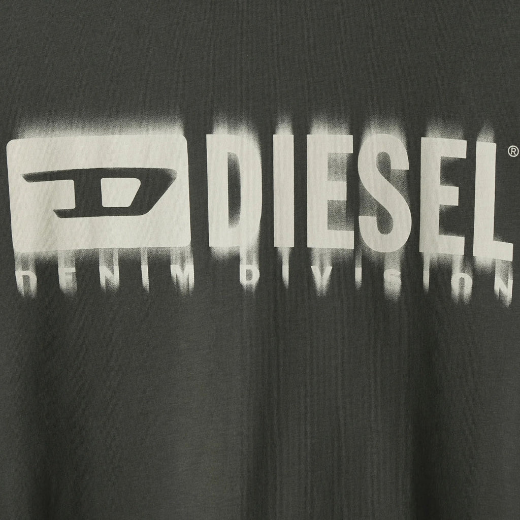 Diesel Blurred Denim Division Logo Grey T-Shirt XL