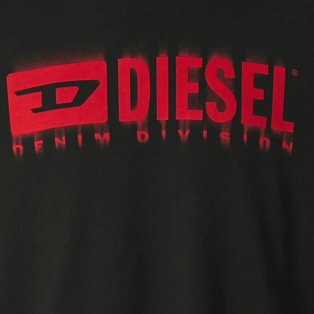 Diesel Blurred Denim Division Logo Black T-Shirt S