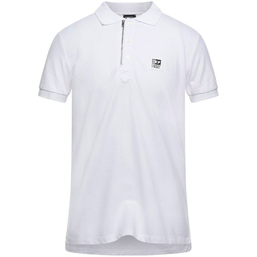 Diesel T-Harry White Zip Closure Polo Shirt S