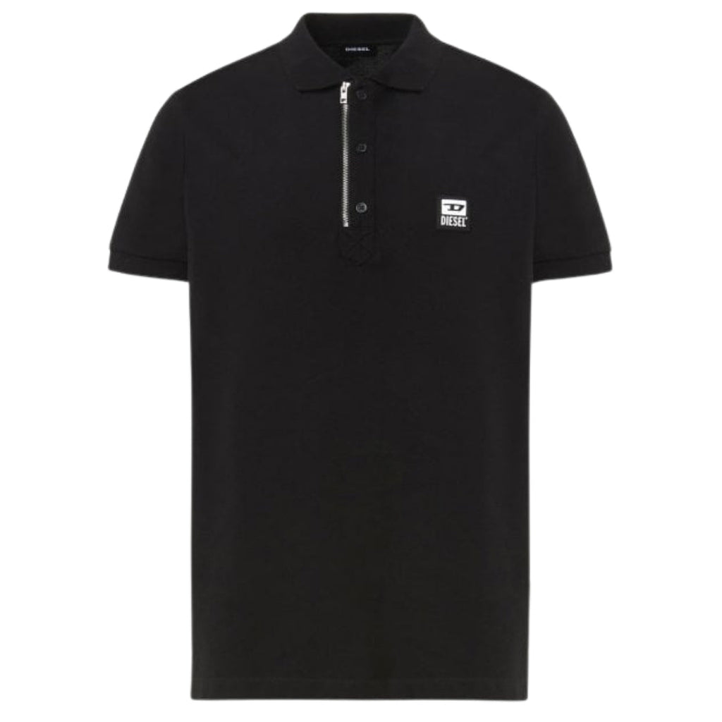 Diesel T-Harry Black Zip Closure Polo Shirt S