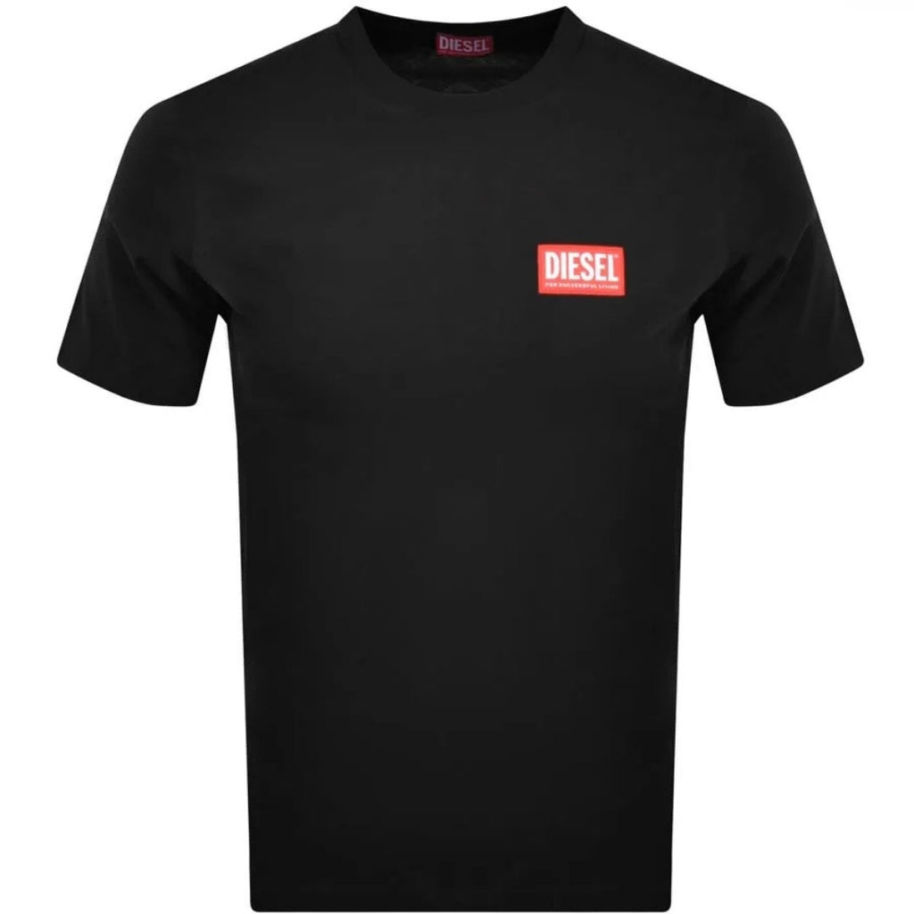 Diesel Red Box Logo Black T-Shirt S