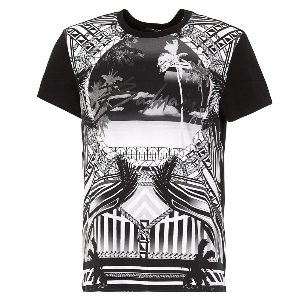 BALMAIN TH01601I296 Balmain Resort Logo Black T-Shirt EAB BLACK T-SHIRT MALE S