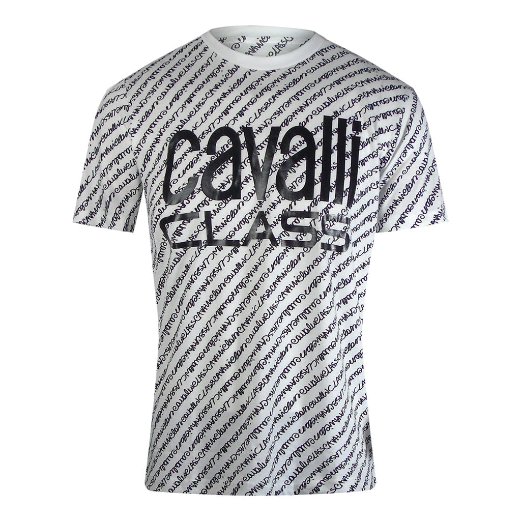 Cavalli Class Txt60K 3Po96 D0027 White/Black T-Shirt Mens M