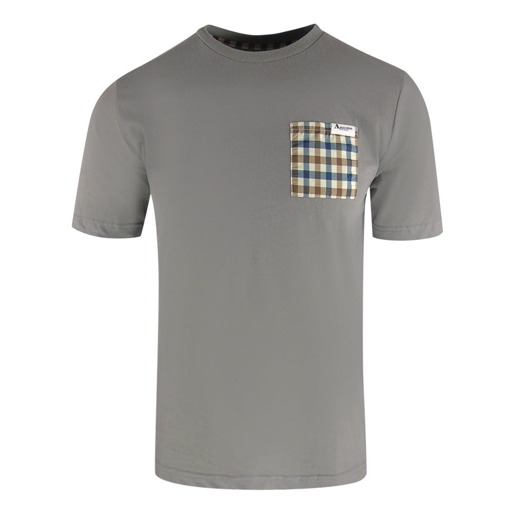 Aquascutum Active Check Pocket T Shirtightelange Grey Ts004 05 Grey T Shirt Male - Style Centre Wholesale
