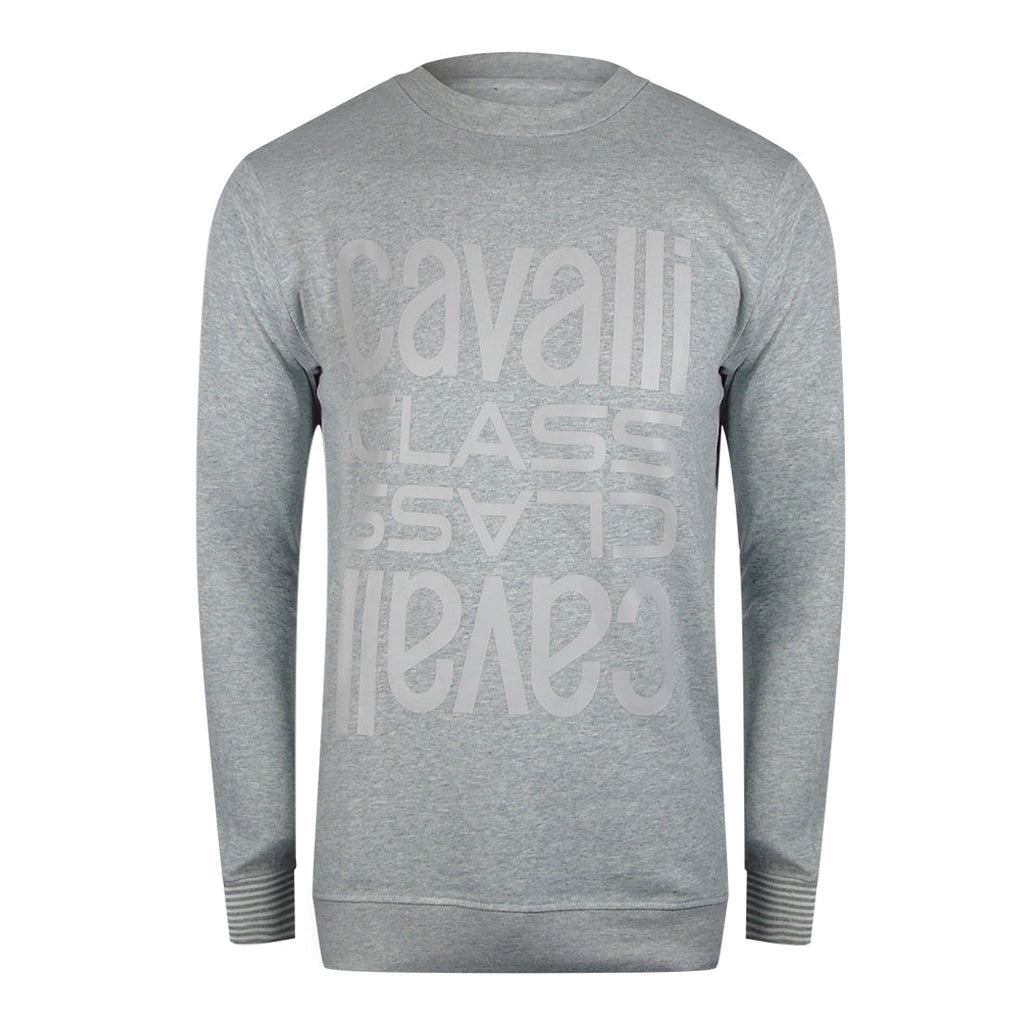 Cavalli Class Txt66C Cf050 05001 Grey Round Neck Sweatshirt Mens - Style Centre Wholesale