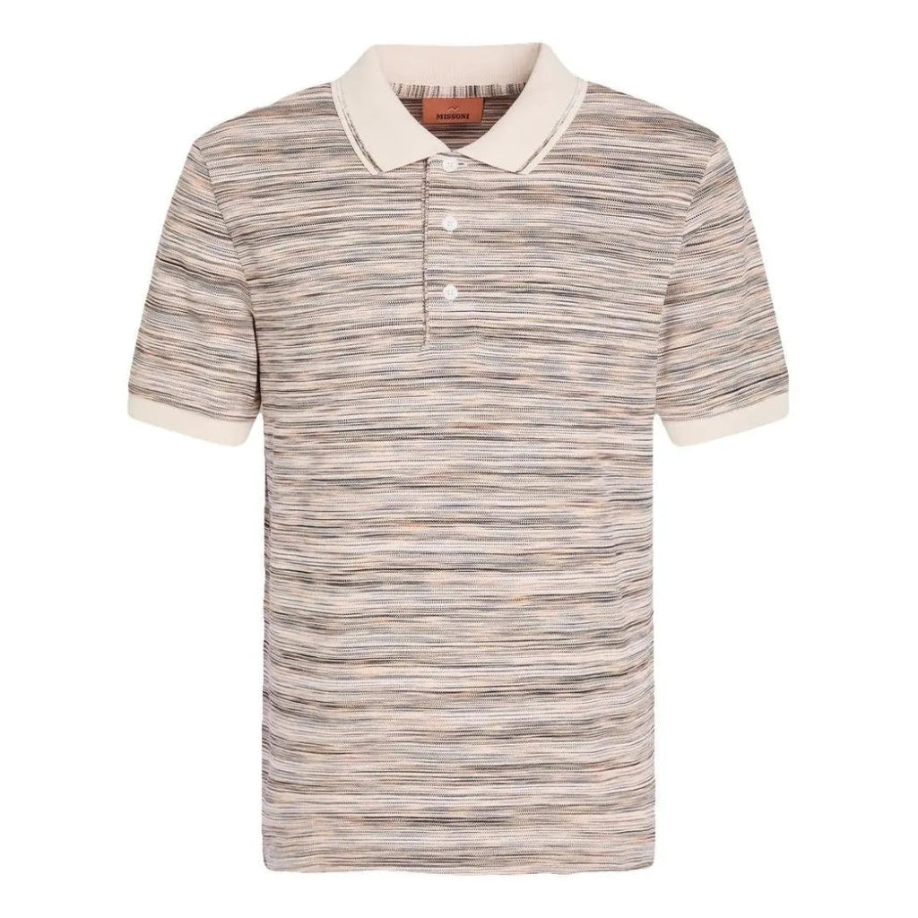 Missoni Short Sleeve Polo White And Orange Space Dyed M