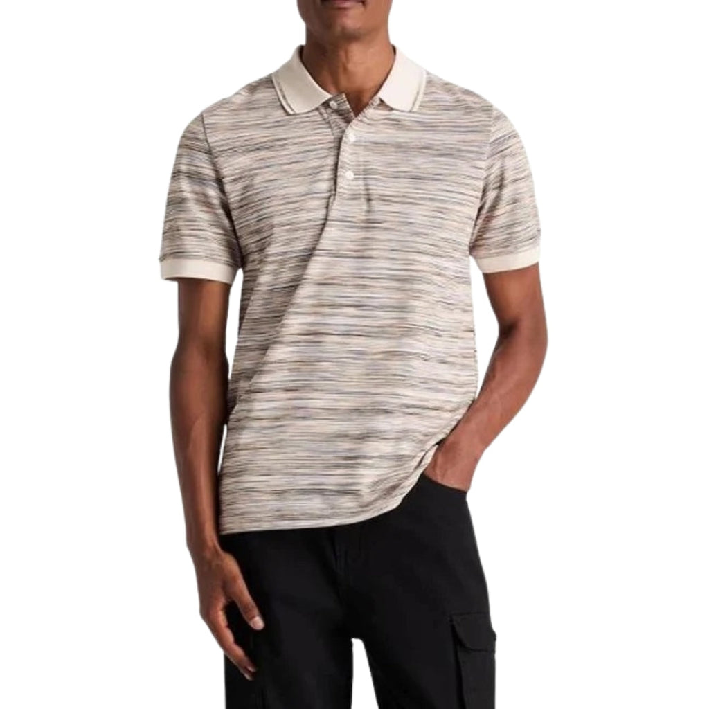 Missoni Short Sleeve Polo White And Orange Space Dyed M