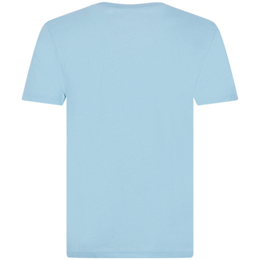 Moschino Branded Taped Shoulder Logo Light Blue T-Shirt L