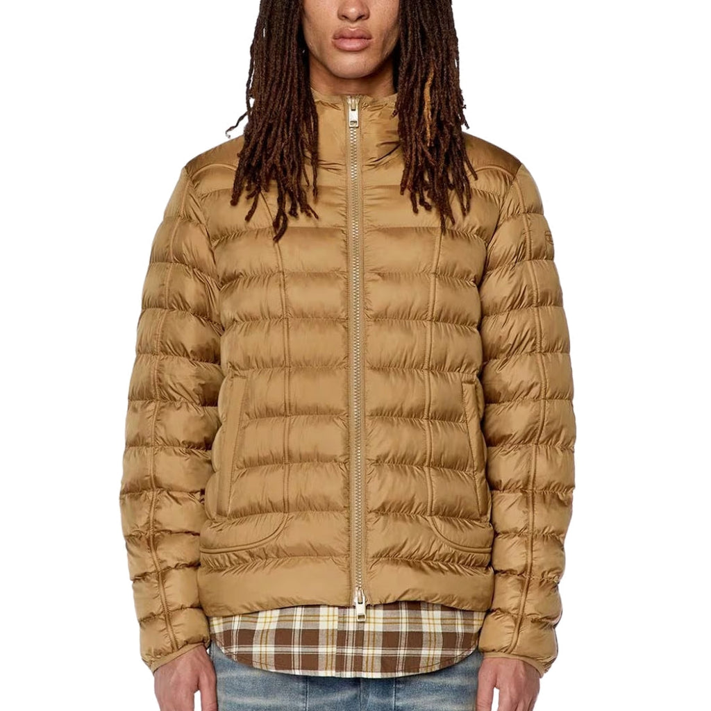 Diesel Plain Brown Padded Hooded Jacket M