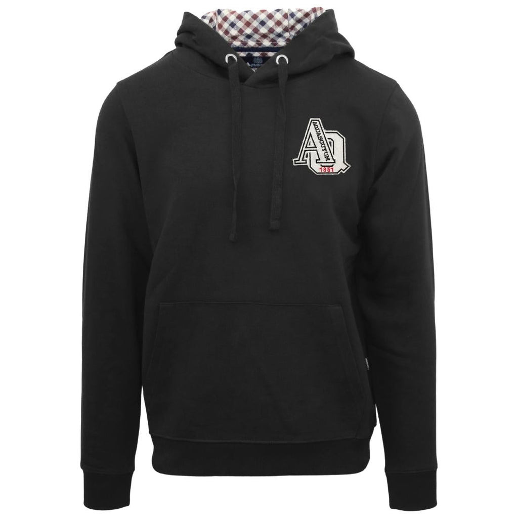 Aquascutum Aq 1851 Patch Logo Black Hoodie - Style Centre Wholesale