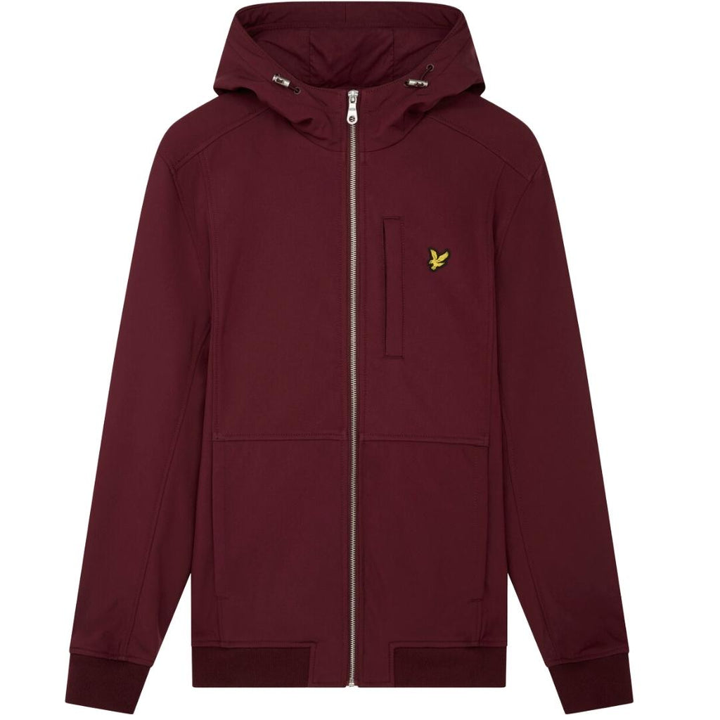 Lyle & Scott Branded Logo Burgundy Hooded Softshell Jacket L