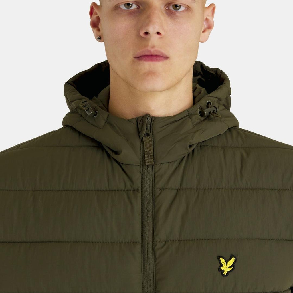 Lyle & Scott Branded Olive Hooded Puffer Jacket L