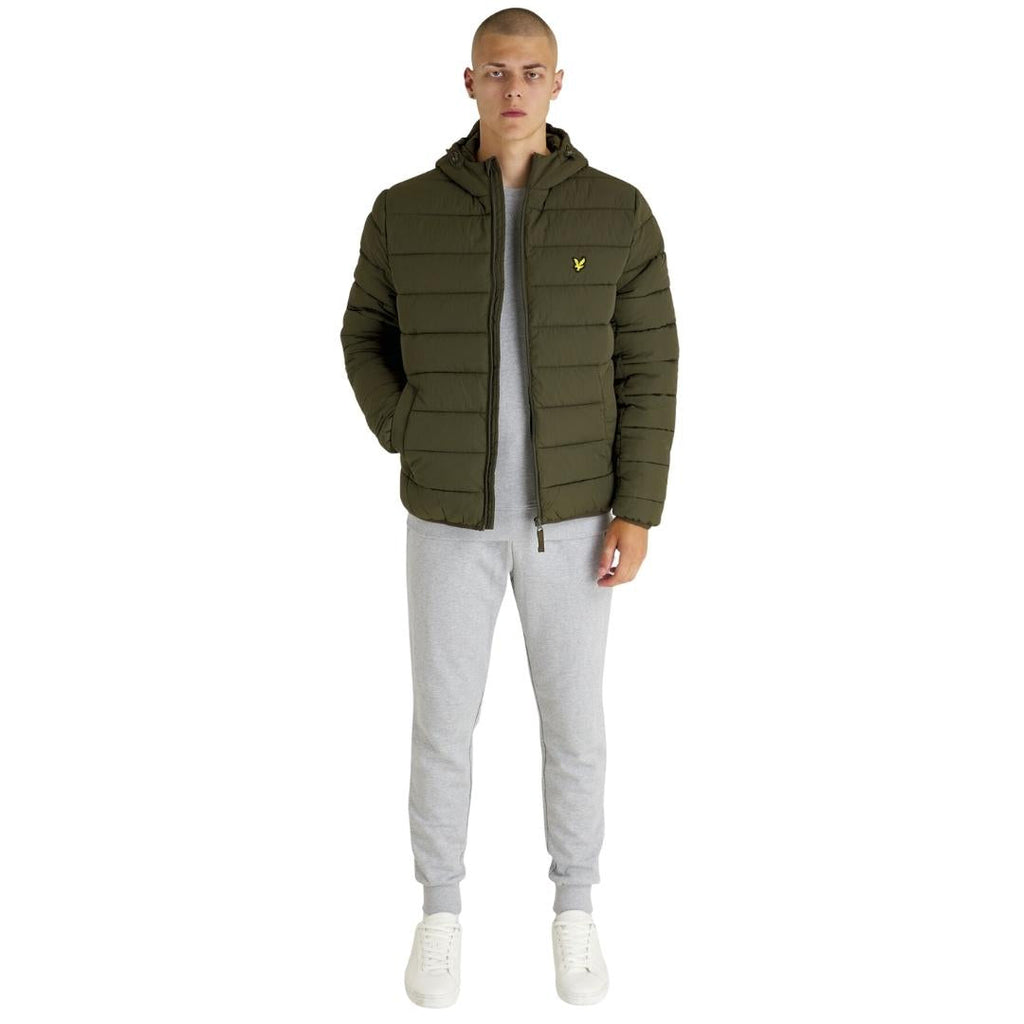 Lyle & Scott Branded Olive Hooded Puffer Jacket L